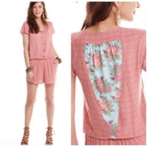 Matilda Jane Drop Waist‎ Romper Size Medium Button Front Pockets Preppy